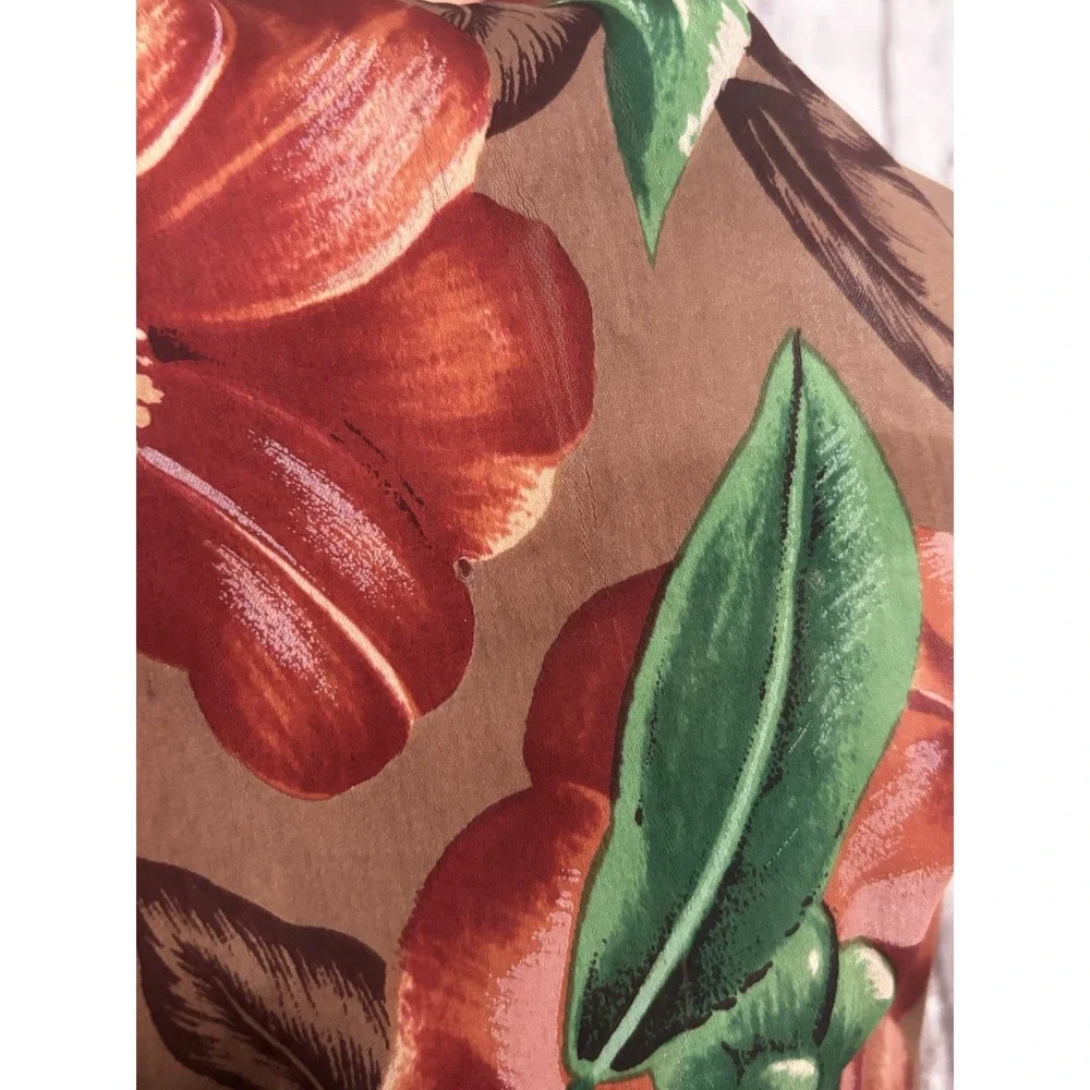 Vintage 90's Oscar De La Renta Silk Scarf Orange Brown Floral Long Rectangle